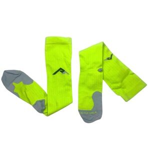 PC Compression Marathon High Calf Socks Neon Green Made in USA Large XL Unisex